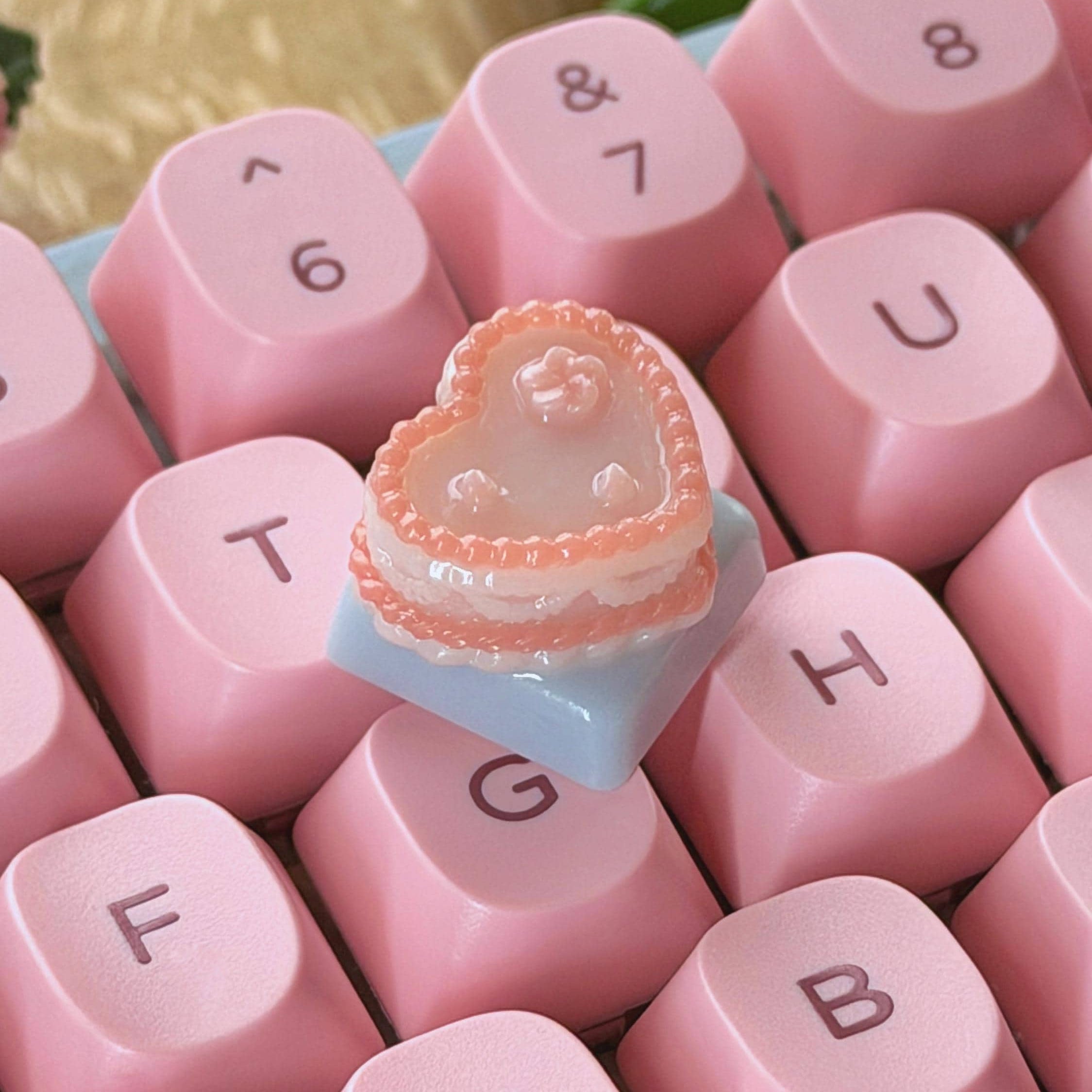 Vintage Heart Cake Artisan Keycap | Mechanical Keyboard Cherry MX compatible | Valentines Day Launch