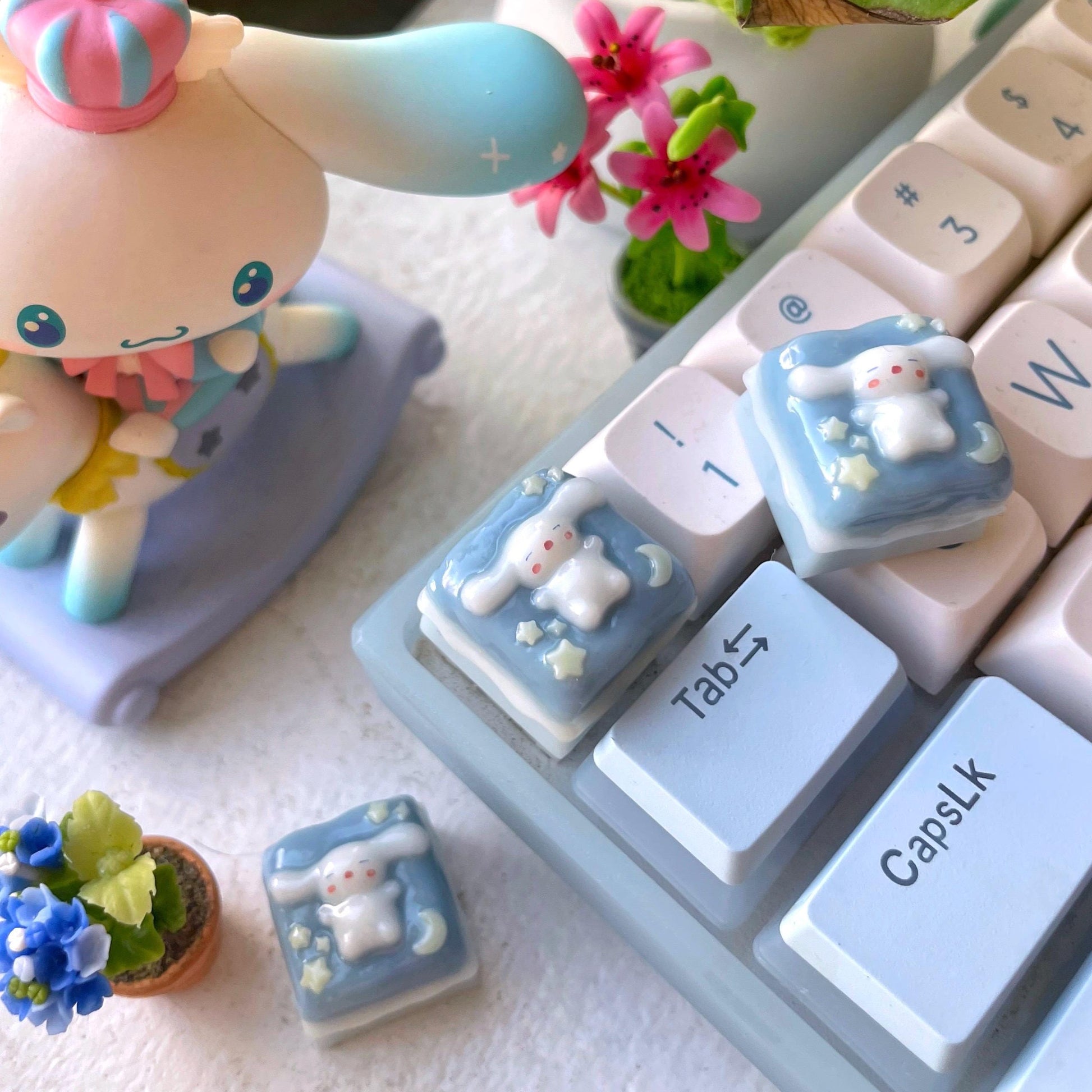 Cinamoroll Handmade Artisan Keycap | Mechanical Keyboard MX Switch Compatible